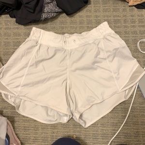 White Lulu lemon hot shorts